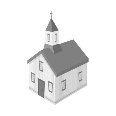Kilise ve Hıristiyan işareti vektör tasarımı. Kilise ve çan kulesi stok vektör illüstrasyon seti.