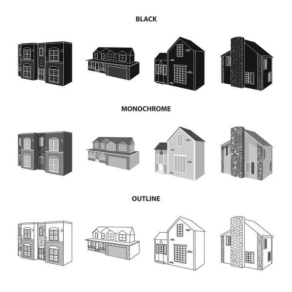 Vektorillustration av fasaden och bostäder symbol. Samling av fasaden och infrastruktur lager vektorillustration. — Stock vektor
