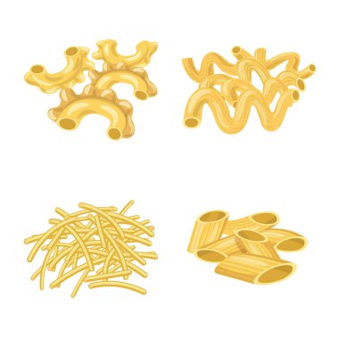 Makarna ve karbonhidrat simge vektör tasarımı. Makarna ve makarna koleksiyonu stok web simgesi.