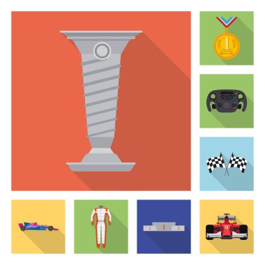 Araba ve ralli simge vektör Illustration. Araba ve yarış hisse senedi vektör çizim seti.