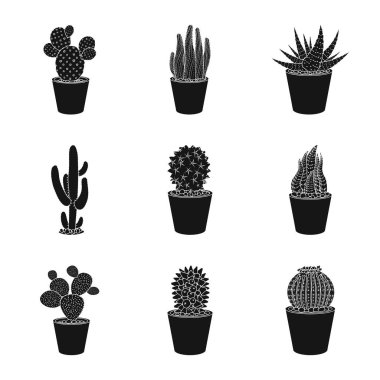 Kaktüs ve pot işareti tasarımını vektör. Kaktüs ve kaktüsler hisse senedi vektör çizim.