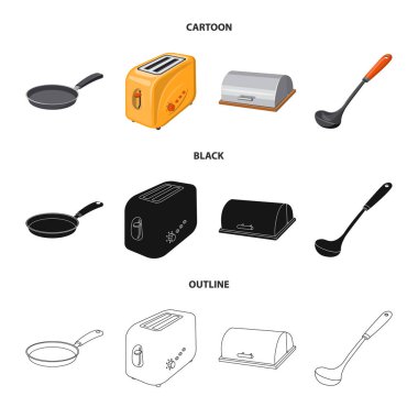 Mutfak ve yemek işaret yalıtılmış nesne. Mutfak ve cihaz hisse senedi vektör çizim seti.