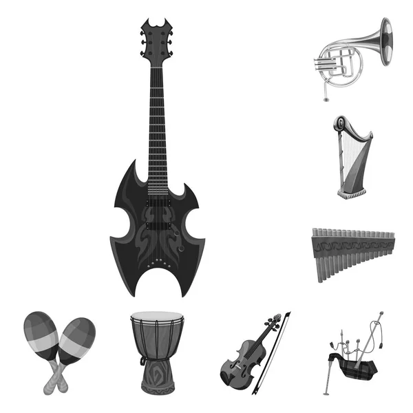 Illustrazione vettoriale della musica e dell'icona di sintonia. Set di musica e strumento stock simbolo per il web . — Vettoriale Stock