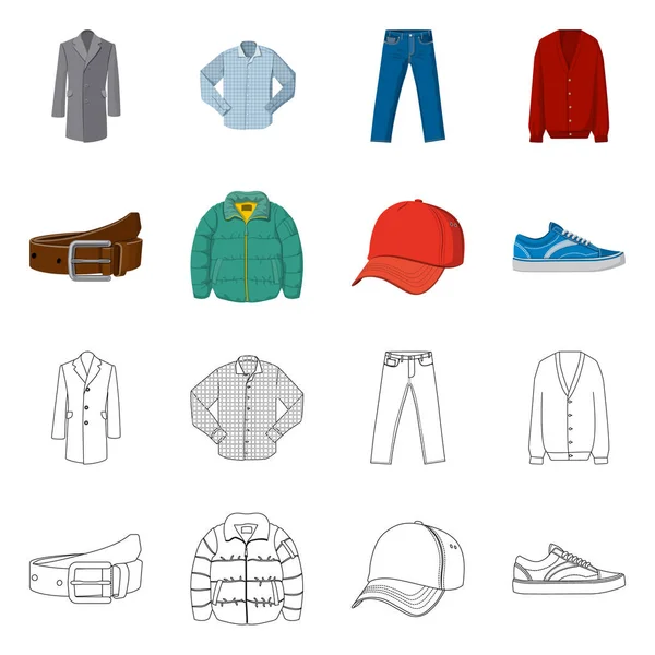 人と服のロゴの孤立したオブジェクト。Web の男と摩耗のストック シンボルのコレクション. — ストックベクタ