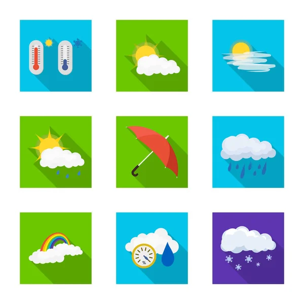 Objet isolé de l'icône météo et climatique. Ensemble d'icônes vectorielles météo et nuage pour stock . — Image vectorielle