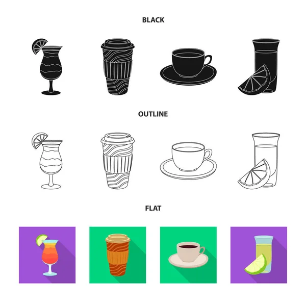 Illustrazione vettoriale del logo della bevanda e del bar. Raccolta di bevande e party stock symbol per il web . — Vettoriale Stock