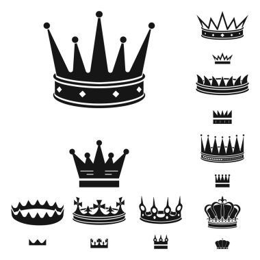 Kral ve görkemli simge vektör illüstrasyon. Hisse senedi için kral ve altın vektör simgesi kümesi.
