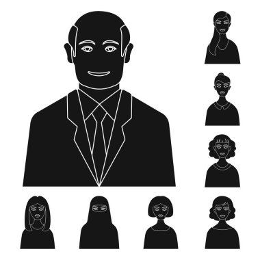 Fotoğraf ve karakter işareti vektör illüstrasyon. Web için fotoğraf ve yüz stok sembolü seti.