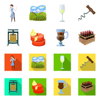 Çiftlik ve üzüm bağı logosunun vektör tasarımı. Çiftlik ve ürün vektör illüstrasyonunun koleksiyonu.