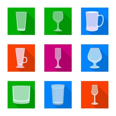 Içecekler ve restoran simgesi izole nesne. İçecekler ve kutlama stok vektör illüstrasyon seti.