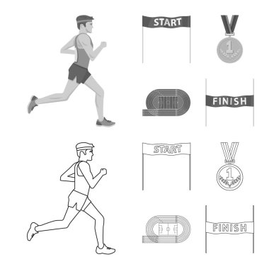 Spor ve kazanan işareti yalıtılmış nesne. Hisse senedi için spor ve fitness vektör simge kümesi.