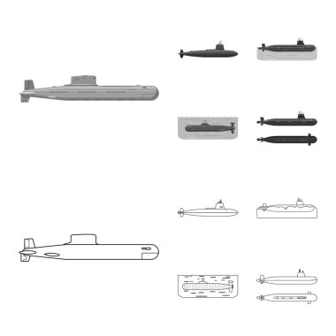 Savaş ve gemi sembolü yalıtılmış nesne. Savaş ve hisse senedi için filo vektör ikon koleksiyonu.