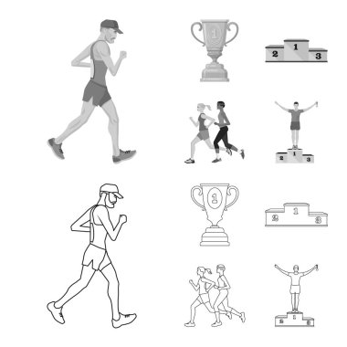 Spor ve kazanan işareti vektör tasarımı. Spor ve fitness hisse senedi simgesi web için kümesi.