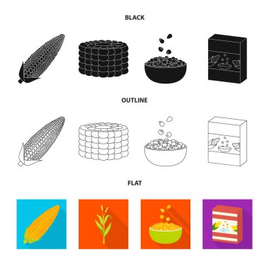 Mısır tarlası ve sebze işareti vektör çizimi. Mısır tarlası ve vejetaryen hisse senedi simgesi web için kümesi.