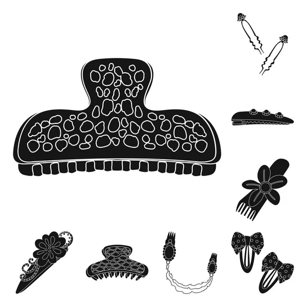 Saç modeli ve kadın simgesi vektör illüstrasyon. Stok için saç modeli ve saç vektör simgesi koleksiyonu.