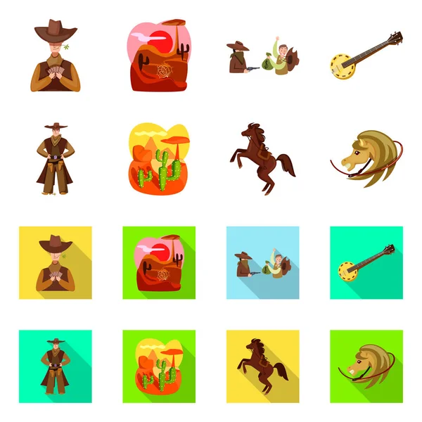 Teksas ve tarihi simge vektör Illustration. Hisse senedi için texas ve kültür vektör simge topluluğu.