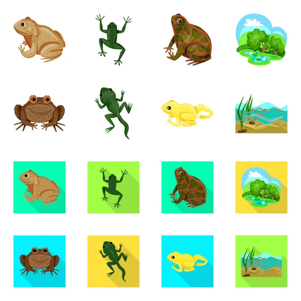 Vektor design av vilda djur och mossen tecken. Uppsättning av vilda djur och reptil stock symbol för webben. — Stock vektor