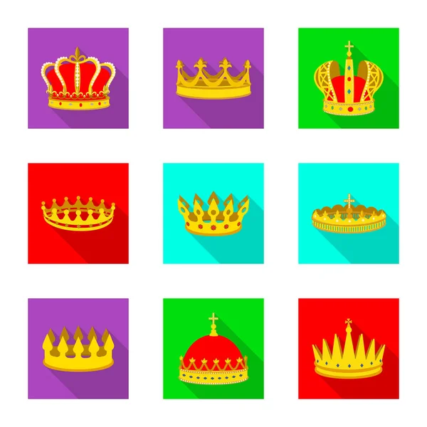 Vektor ilustrasi logo abad pertengahan dan bangsawan. Kumpulan simbol stok abad pertengahan dan monarki untuk web . - Stok Vektor
