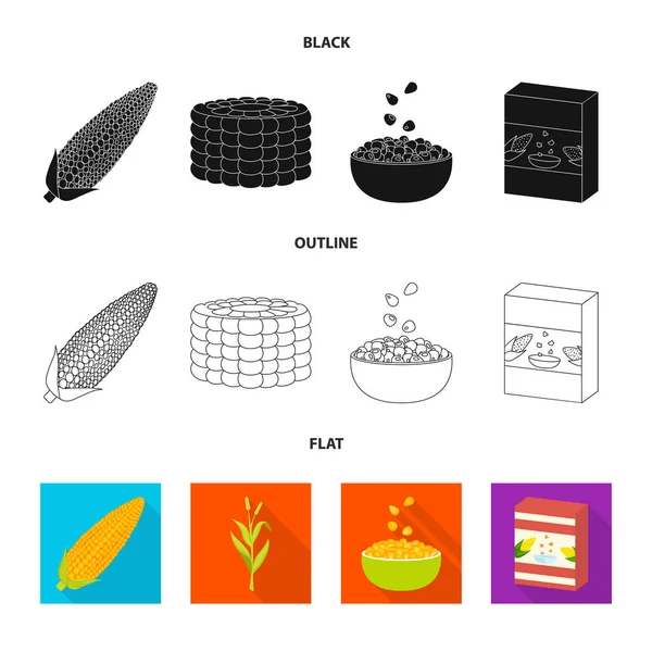 Mısır tarlası ve sebze işareti vektör çizimi. Mısır tarlası ve vejetaryen hisse senedi simgesi web için kümesi.