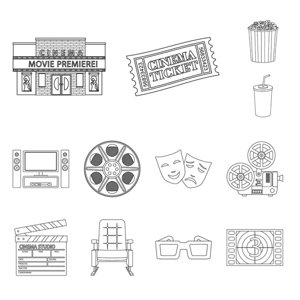 Diseño vectorial de la cinematografía y el cartel de estudio. Colección de fotografía y entretenimiento stock vector ilustración . — Vector de stock