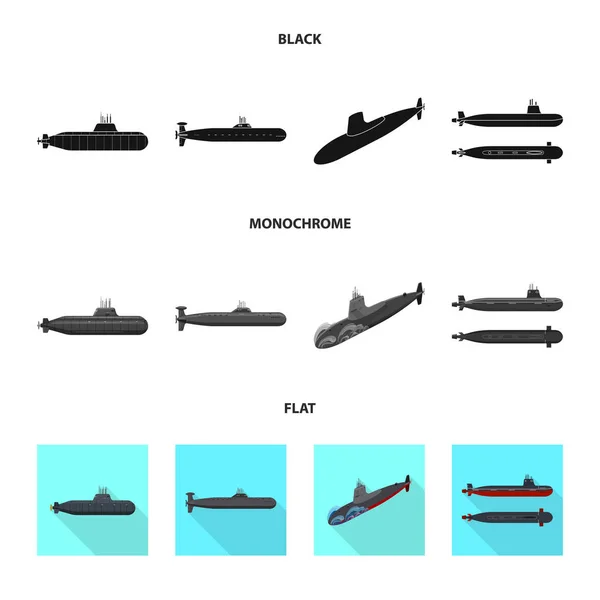 Απομονωμένο αντικείμενο του πολέμου και το πλοίο σύμβολο. Συλλογή του πολέμου και το εικονίδιο στόλου διάνυσμα απόθεμα. — Διανυσματικό Αρχείο
