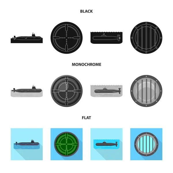 Ilustração vetorial de guerra e símbolo de navio. Coleção de guerra e símbolo de estoque de frota de web . —  Vetores de Stock