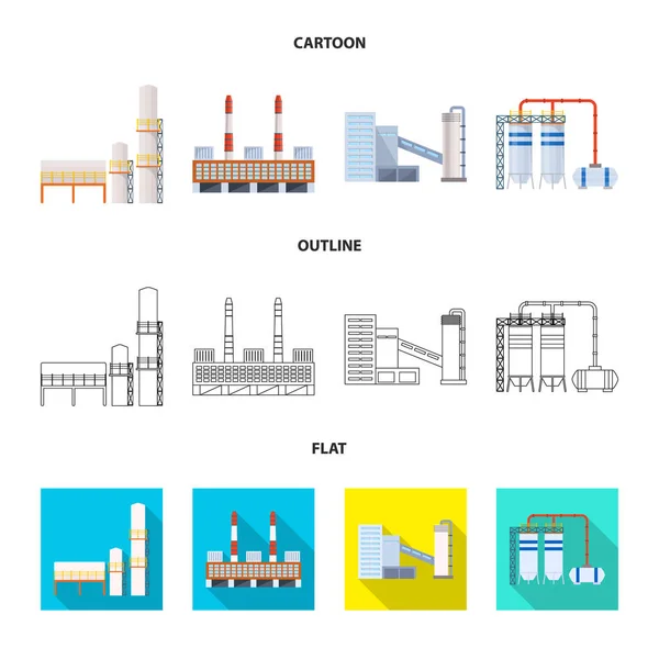 Illustrazione vettoriale della produzione e segno della struttura. Set di icone vettoriali di produzione e tecnologia per magazzino . — Vettoriale Stock