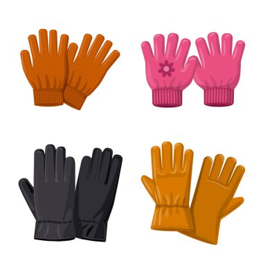 Eldiven ve kış logo vektör Illustration. Hisse senedi için eldiven ve ekipman vektör simge topluluğu.