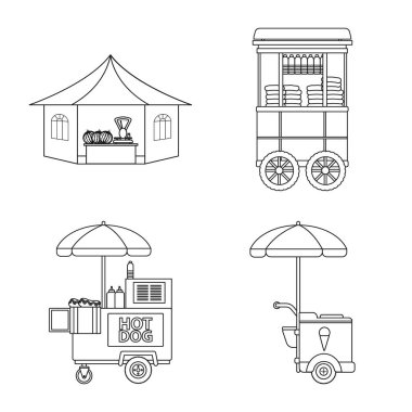 Piyasa ve dış işareti vektör tasarımı. Market ve gıda hisse senedi simgesi için web topluluğu.