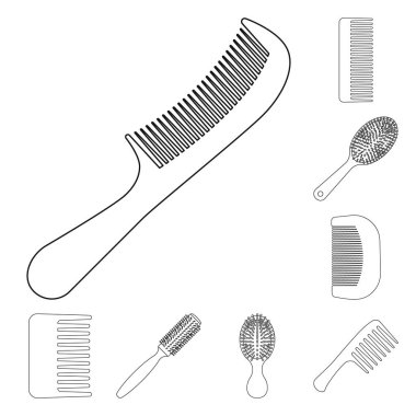 Fırça ve saç simge vektör tasarımı. Web için fırça ve saç fırçası hisse senedi simgesi kümesi.