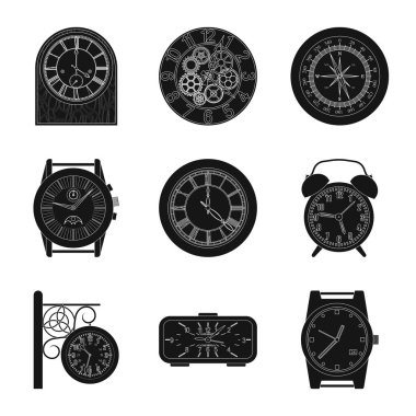 Saat ve saat simgesi yalıtılmış nesne. Web için saat ve daire hisse senedi simgesi kümesi.
