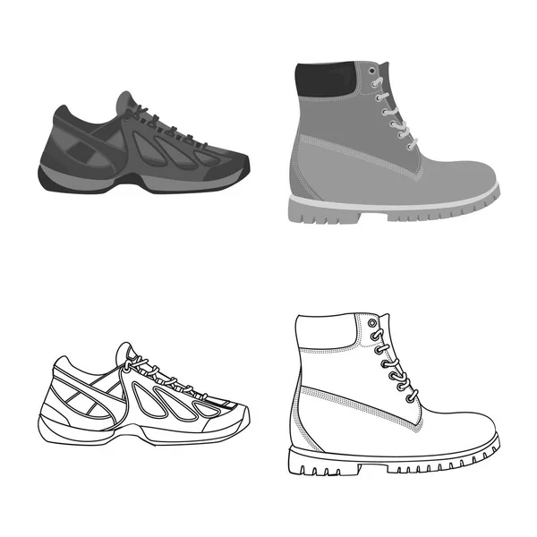 Isolé objet de chaussure et chaussures icône. Ensemble de chaussure et symbole de stock de pied pour la toile . — Image vectorielle