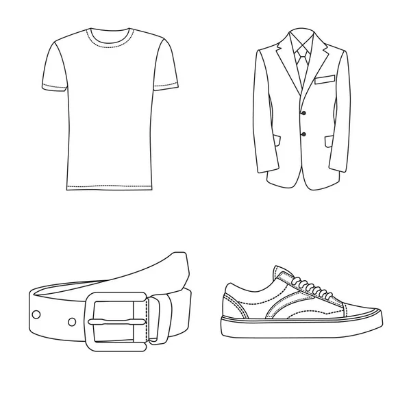 Ilustración vectorial del hombre y signo de la ropa. Colección de hombre e icono de vector de desgaste para la acción . — Vector de stock