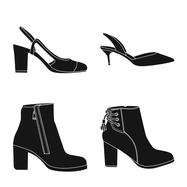 Vektorillustration von Schuhen und Frauenzeichen. Kollektion von Schuhen und Fußvektorsymbolen für den Vorrat. — Stockvektor