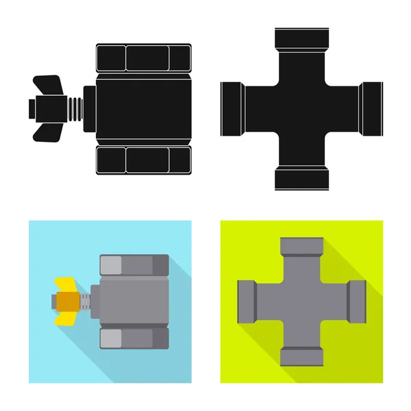 Vektor-Design von Rohr und Rohrsymbol. Sammlung von Abbildungen von Rohrleitungs- und Pipeline-Bestandsvektoren. — Stockvektor