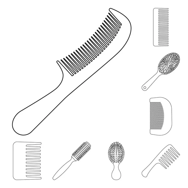 Conception vectorielle de brosse et symbole de cheveux. Ensemble de brosse et brosse à cheveux symbole de stock pour la toile . — Image vectorielle