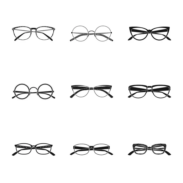 Vektorová design brýlí a rámečku symbolu. Sada brýle a příslušenství vektorové ikony pro stock. — Stockový vektor