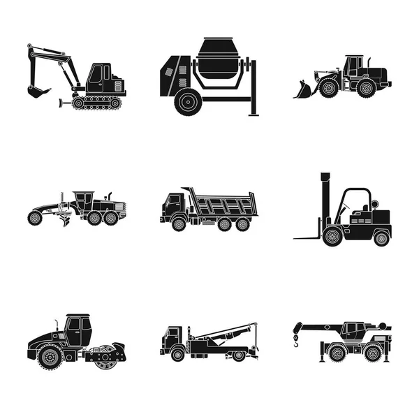 Vector ontwerp van bouw- en constructie-pictogram. Set van bouw en machines vector pictogram voor voorraad. — Stockvector