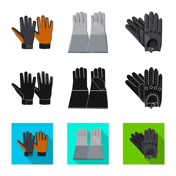 Vektorové ilustrace symbolu rukavice a zimní. Sada rukavic a zařízení burzovní symbol pro web. — Stockový vektor