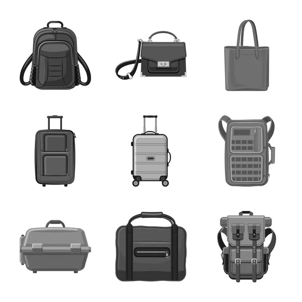 Vector ontwerp van koffer en bagage symbool. Collectie van pictogram in de koffer en reis de vector voor voorraad. — Stockvector