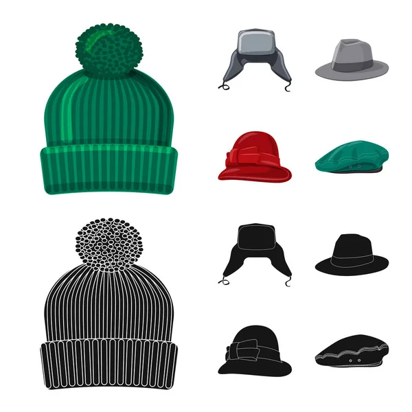 Objetos isolados de chapéus e chapéus. Conjunto de chapéus e acessórios ilustração vetorial . —  Vetores de Stock