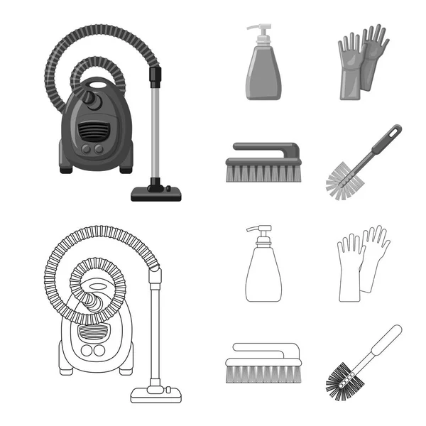 Изолированный объект очистки и логотип сервиса. Коллекция иконки для уборки и домашнего хозяйства . — стоковый вектор