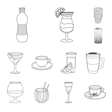 İçki ve bar logo vektör tasarımı. İçki ve parti hisse senedi vektör çizim seti.