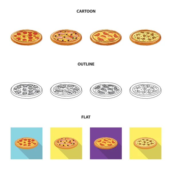 Ilustración vectorial de pizza y símbolo de comida. Colección de pizza y ícono de vectores italia para stock . — Archivo Imágenes Vectoriales