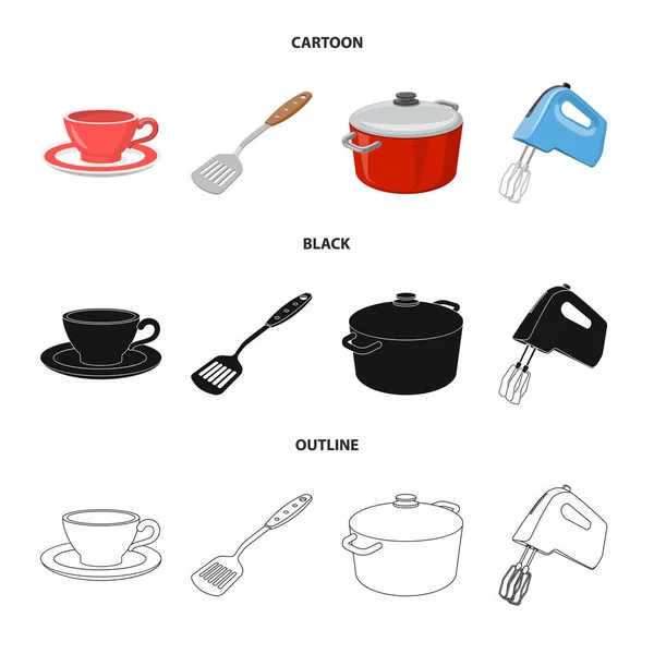 Geïsoleerde object van keuken en cook teken. Set van keuken- en apparatenbouw voorraad vectorillustratie. — Stockvector