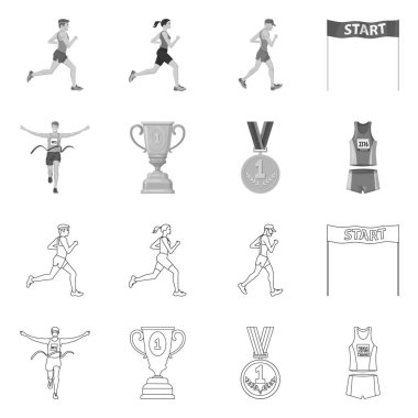 Spor ve kazanan logo vektör tasarımı. Hisse senedi için spor ve fitness vektör simge kümesi.