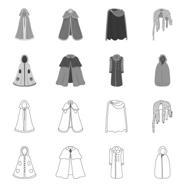 Malzeme ve giyim simge vektör tasarımı. Hisse senedi için malzeme ve giysi vektör simge topluluğu.