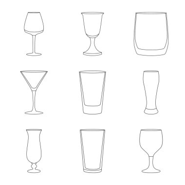 Yemekler ve konteyner simge vektör tasarımı. Yemekler ve Züccaciye Mağazaları hisse senedi vektör çizim koleksiyonu.