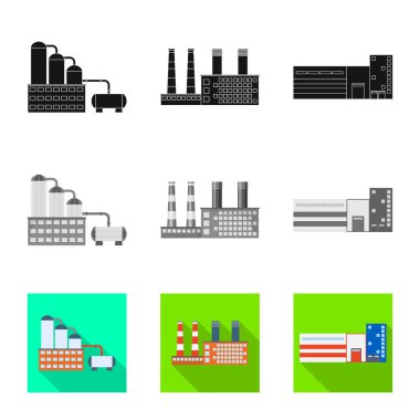 Üretim ve yapısı simge vektör Illustration. Üretim ve teknoloji hisse senedi simgesi web için set.