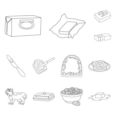 Margarin ve kolesterol işareti vektör tasarımı. Web için margarin ve madde stok sembolü koleksiyonu.